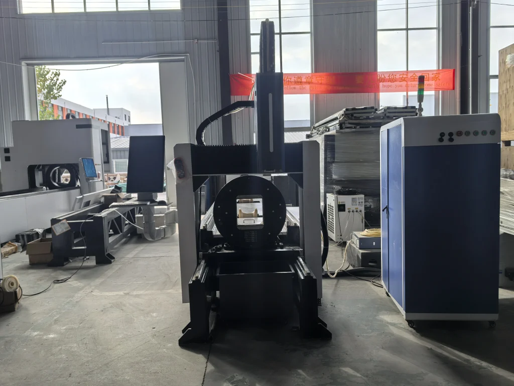 Automated CNC metal tube laser cutting workstation designed for high-volume production