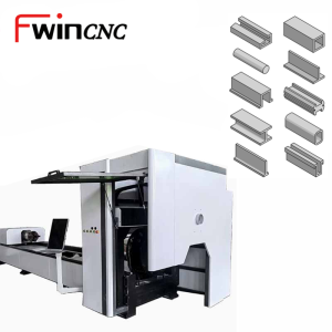Fwincnc closed metal pipe laser cutting machine featuring a full protective enclosure for safety