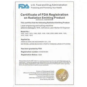 fwincnc Сертификат FDA